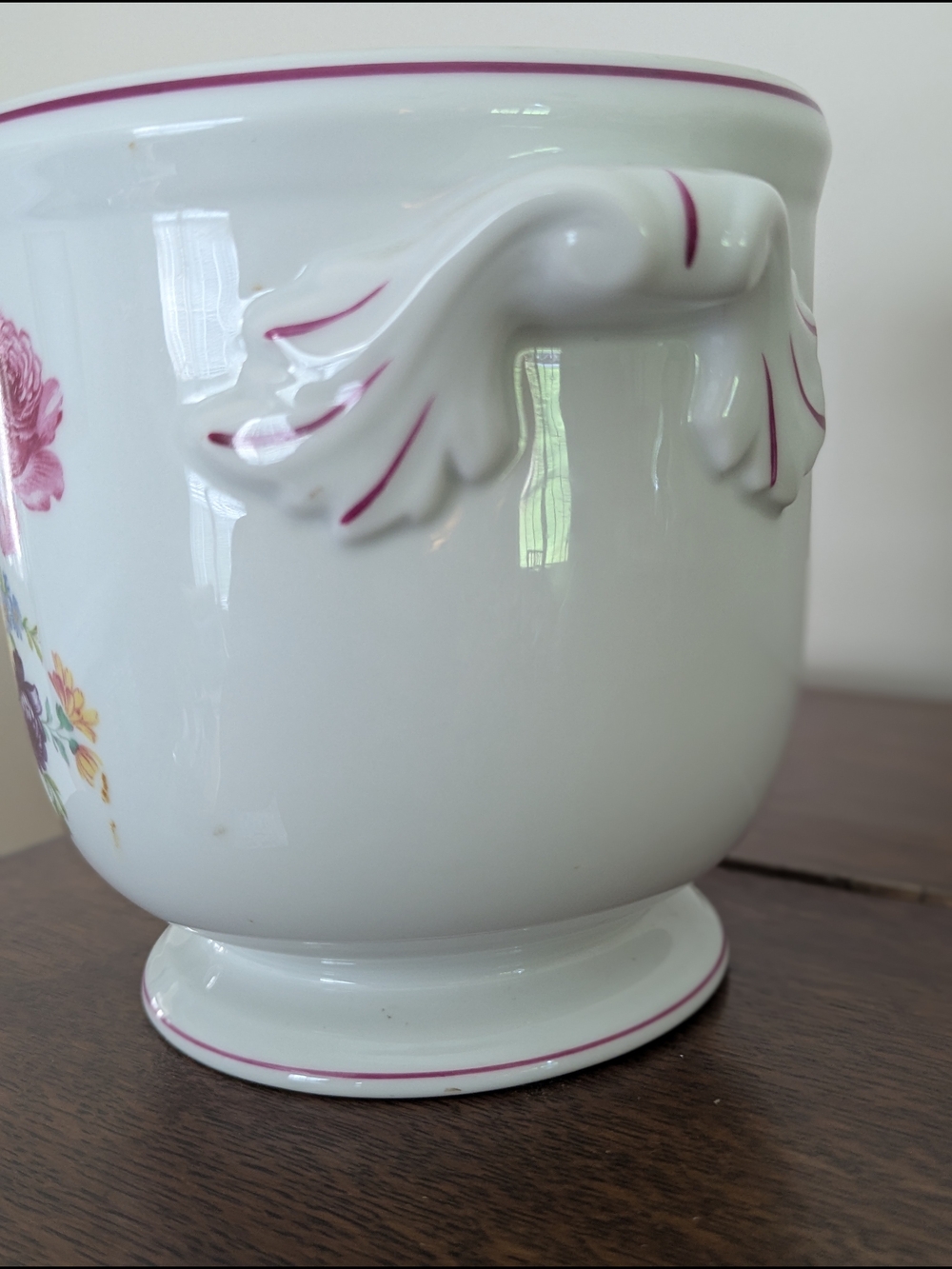 Portugal Floral Porcelain Cachepot Planter Handles Vista Alegre